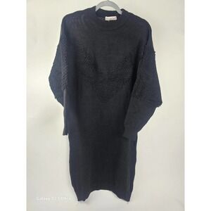 Women's midi, Por LA Cara, szL, black knit sweater dress